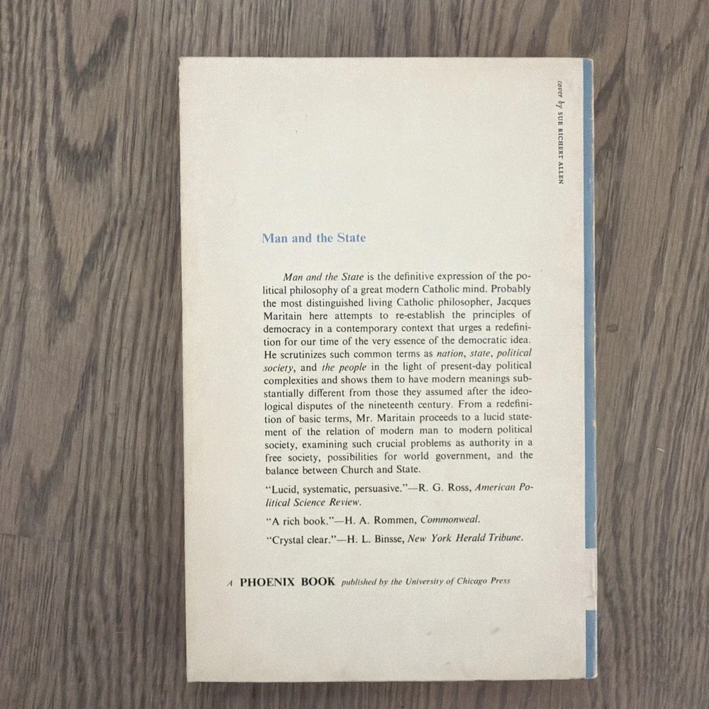 Man and the State - Paperback By Jacques Maritain - GOOD 1961